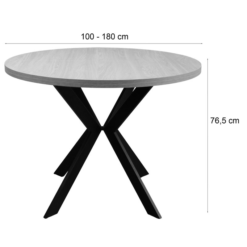 Extendable Round Dining Table, Taupe