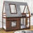 Ojai Kids Twin over Twin Wood House Bunk Bed with Roof and Windows