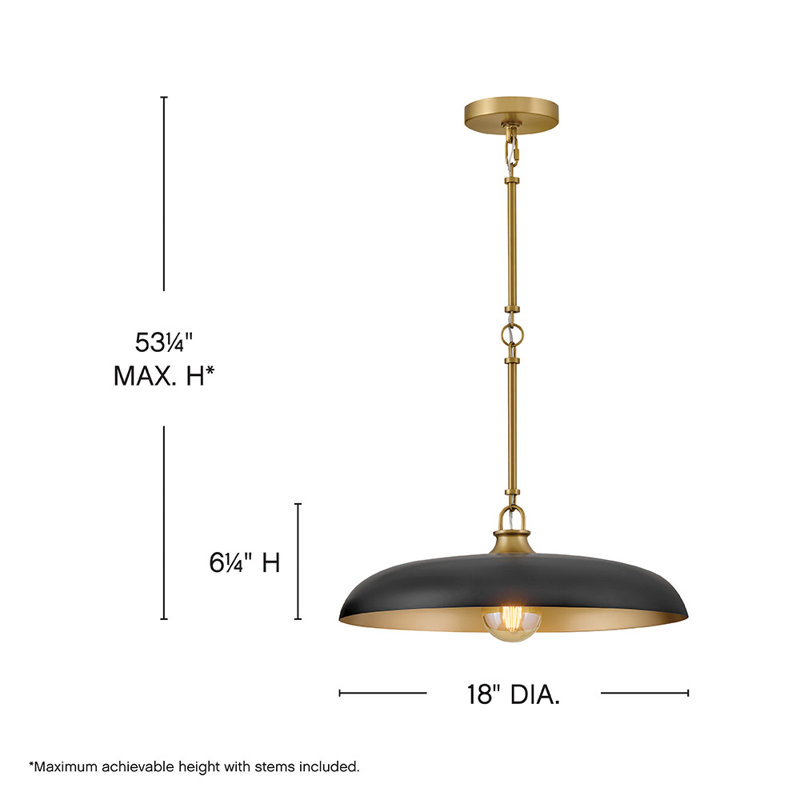 Sadie 1 - Light Steel Chandelier, Black, 6.25" H x 18" W x 18" D