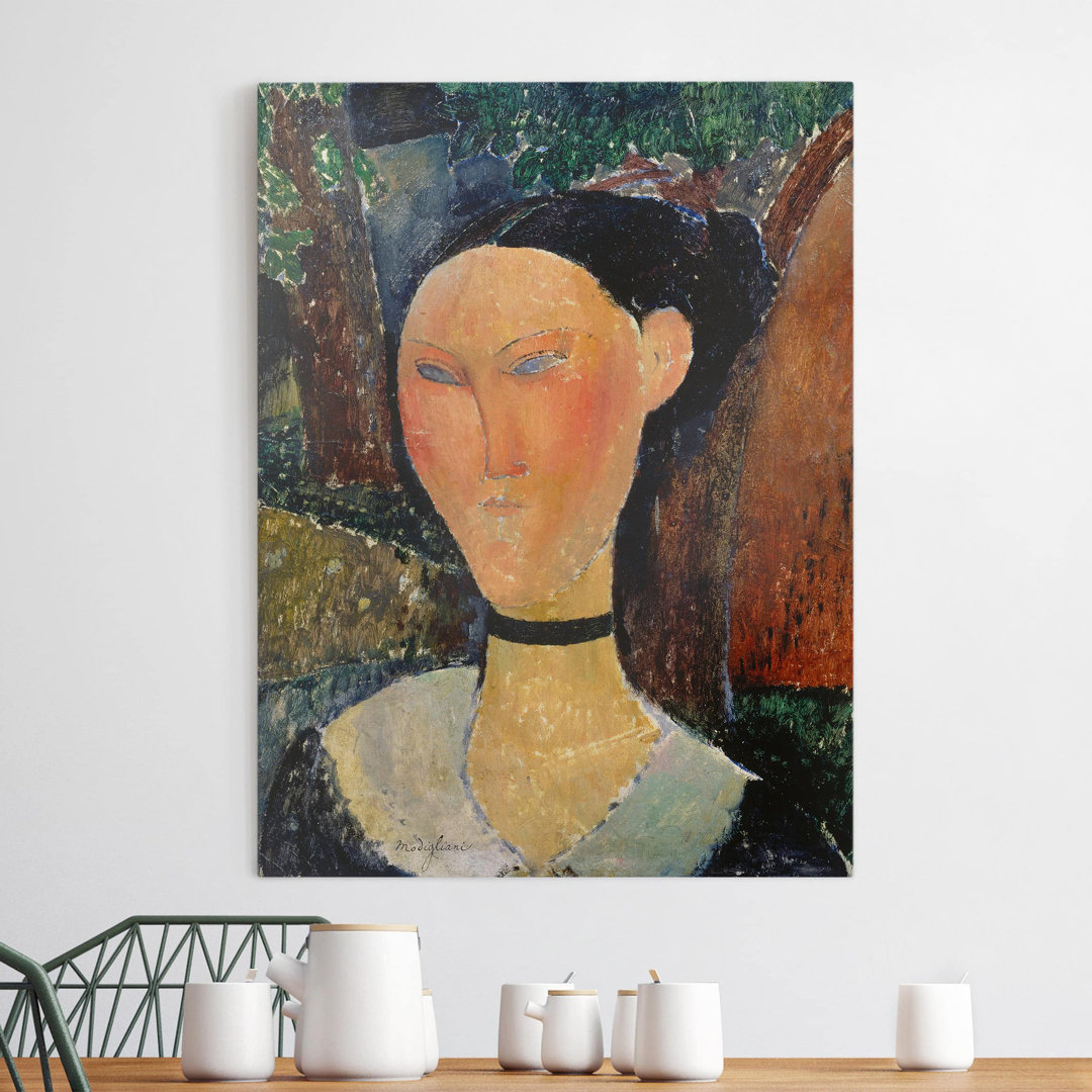 Leinwandbild Junge Frau mit Velour-Halsband von Amedeo Modigliani