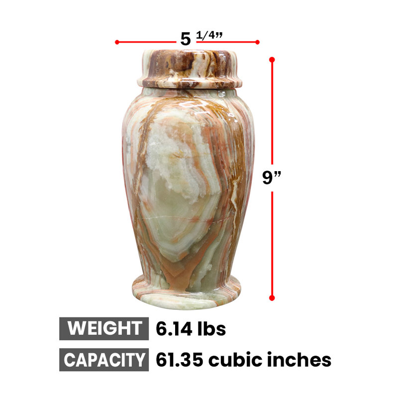 Decorative Marble Cremation Urn, Children And Small Pet Size,, Green