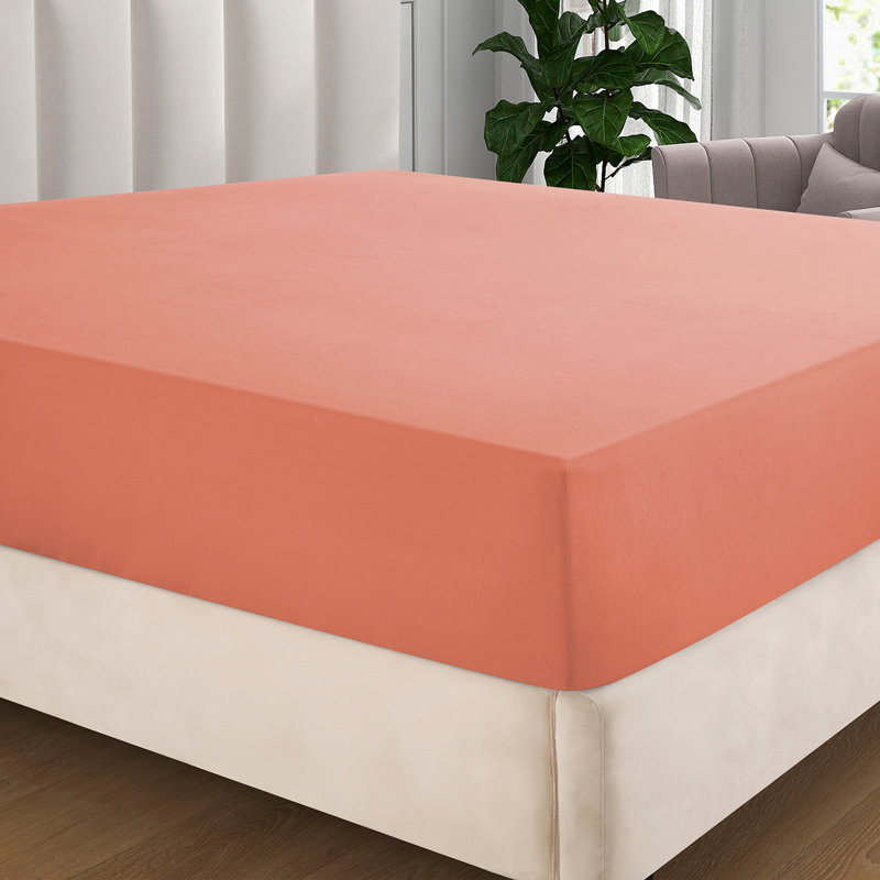 Extra Deep Pocket Microfiber Solid Fitted Sheet, King, Orange