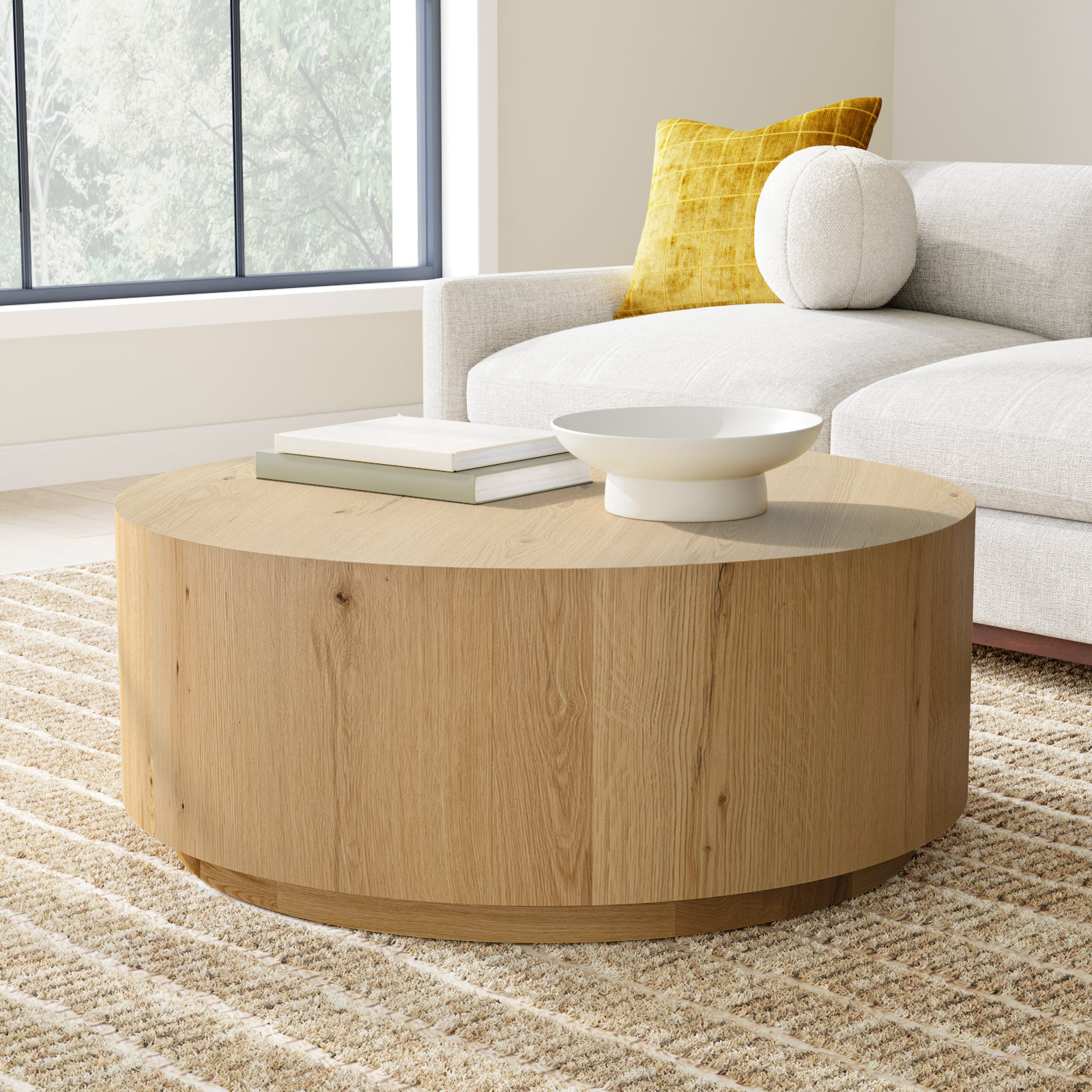 Taryn 42" Drum Coffee Table, Natural