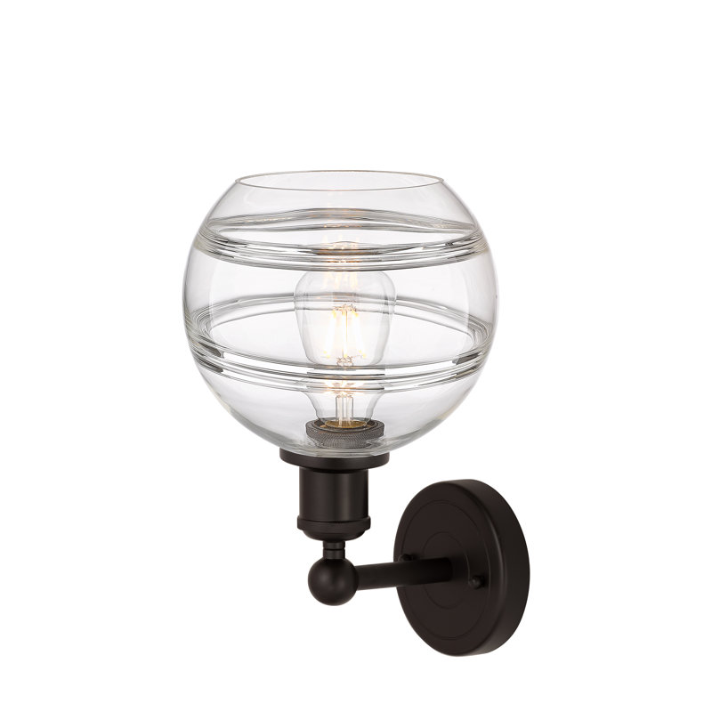 Applique murale 8 lumières Edison Bienes, Transparent, H 12,13 po x l 8 po x P 8,5 po, Bronze huilé