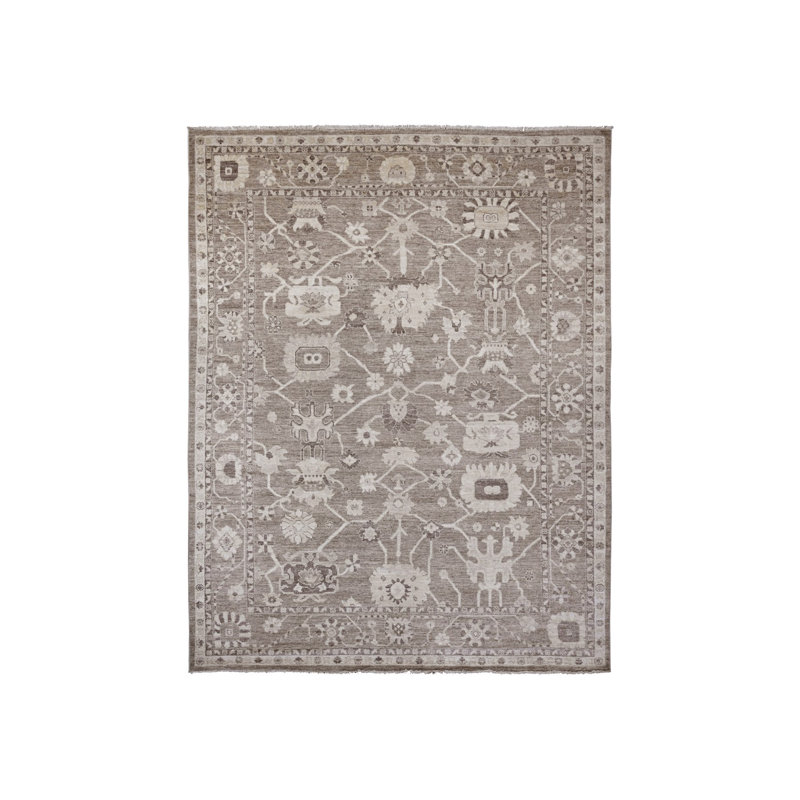 Tapis brun en laine noué à la main 9 pi x 11 pi 9 po E6A238266C6545038A7826E71E104229