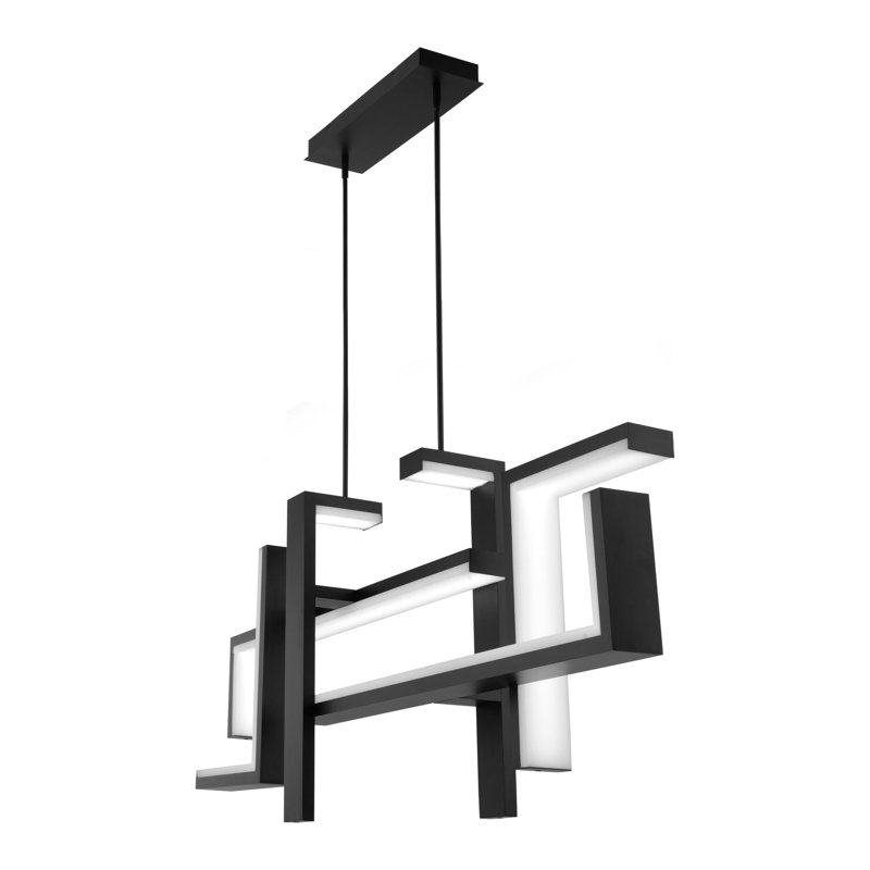 Luminaire suspendu carré à 1 lumière Jackal, Noir