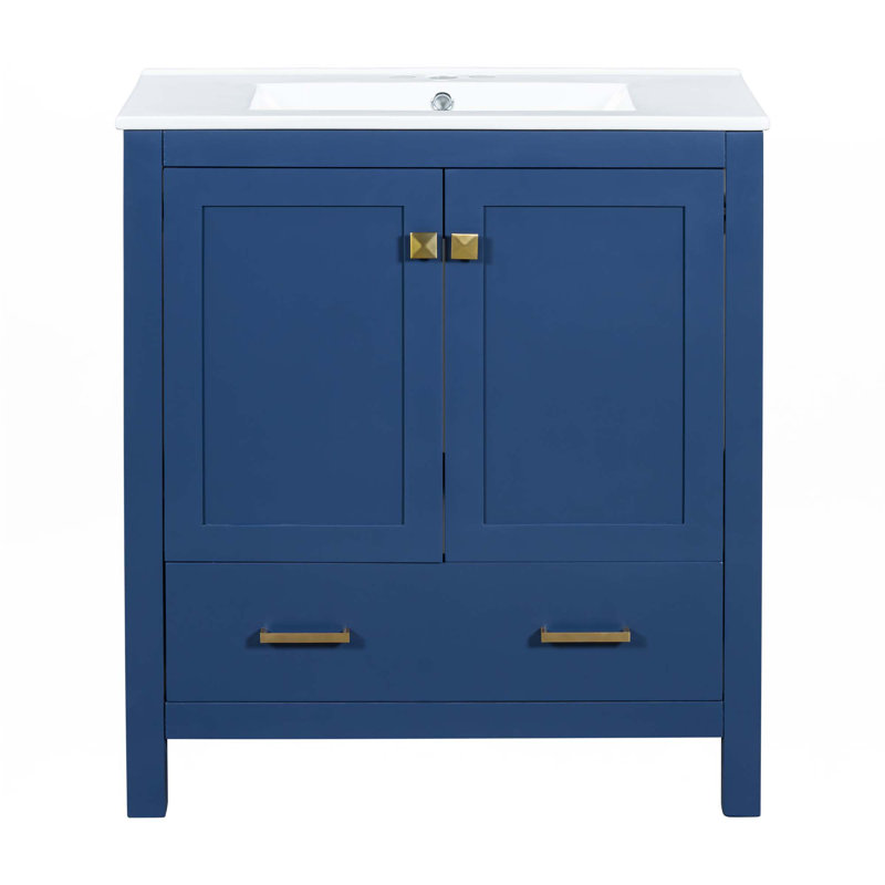 Meuble-lavabo 30 po avec lavabo simple, Bleu