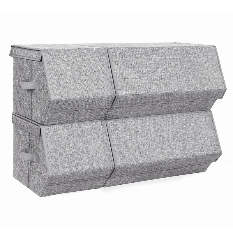 Latitude Run Berney Fabric Storage Tub & Tote, Grey