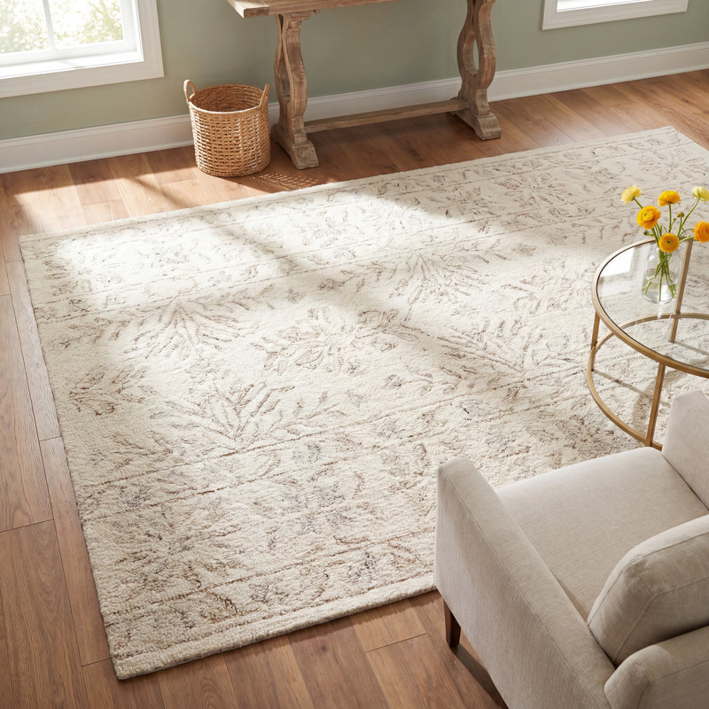 Aden Hand Hooked Wool Floral Indoor Rug, Rectangle 8'6" x 12'