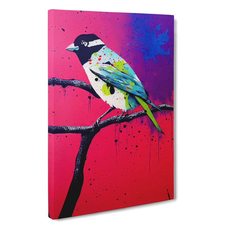 Splashed Bird No.3 Abstract - Wall Art, Wrapped Canvas, 50cm H x 35cm W, No Matte