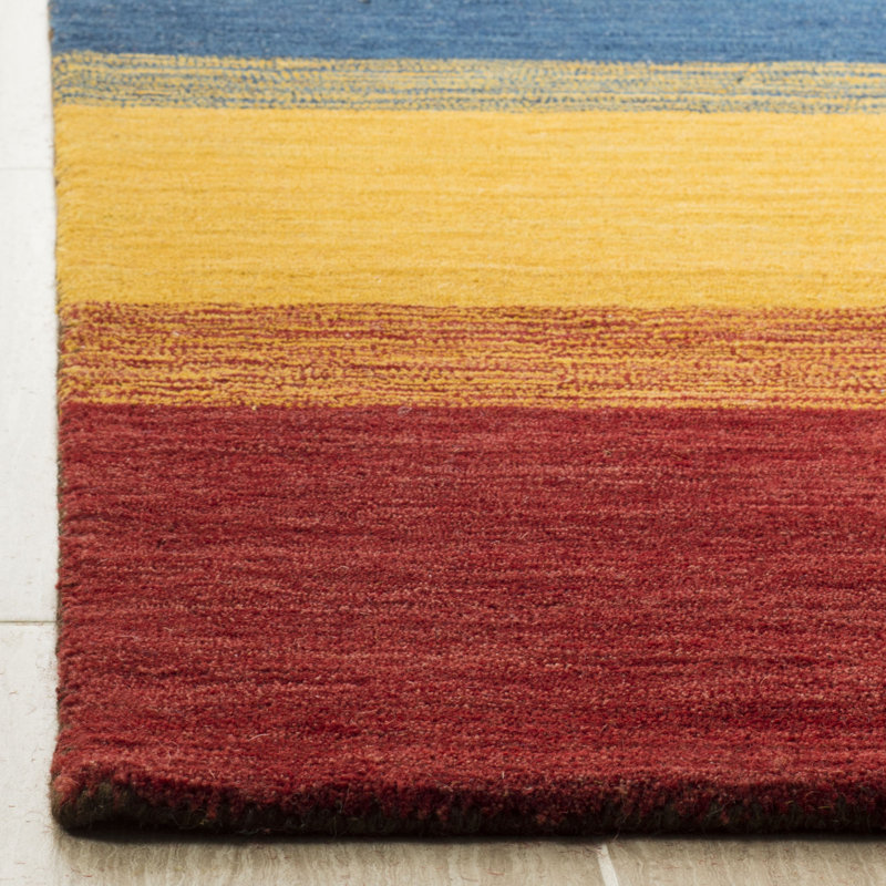 Frann Hand Loomed Wool Striped Rug, Square 6'