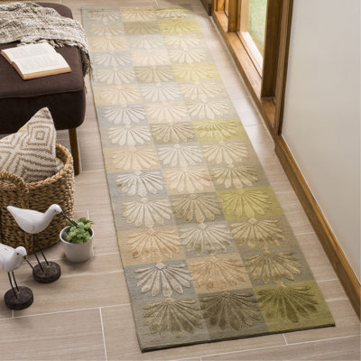 Martha Stewart Wool/Silk Floral Rug in Brown/Beige/Gray
