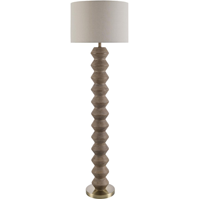 Zaymere Floor Lamp, Tan, Dark Brown