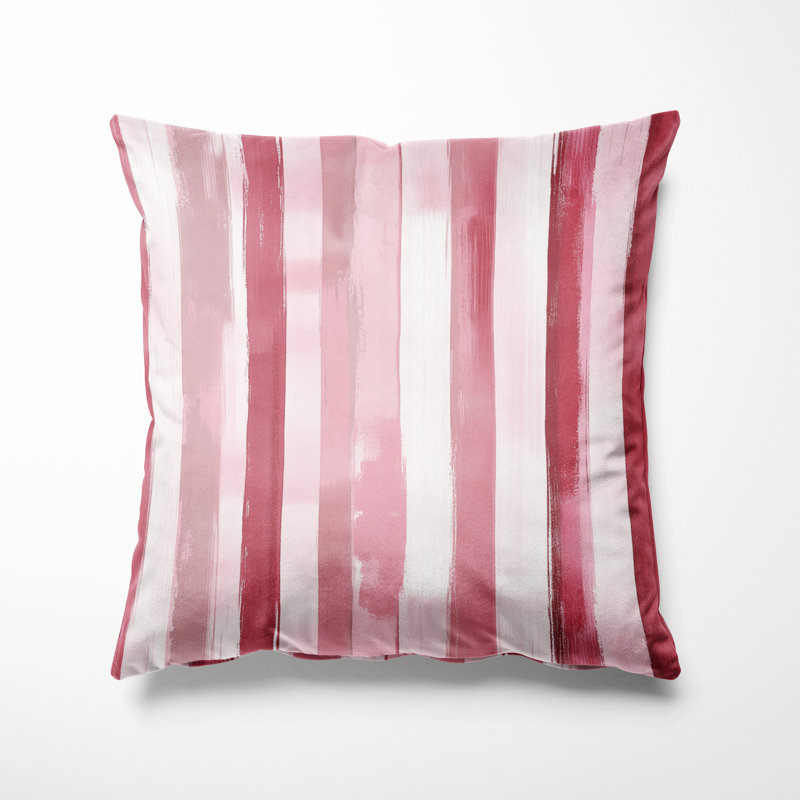 Coussin décoratif à rayures - Coussin à rayures roses, H 18 po x l 18 po