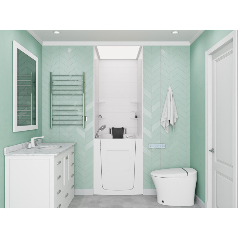 Tub'n Wall Series 32" x 37" Right Side Drain Soaker Bathtub in White with 6 in. Tile Shower Wall Kit, Right