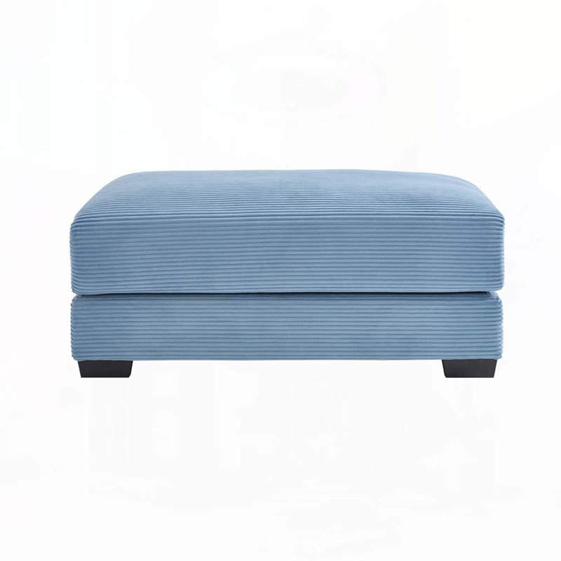 Corduroy Fabric Ottoman, Blue