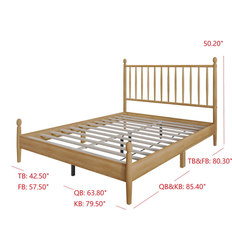 Downey Twin Platform Bed, Light Oak, Twin