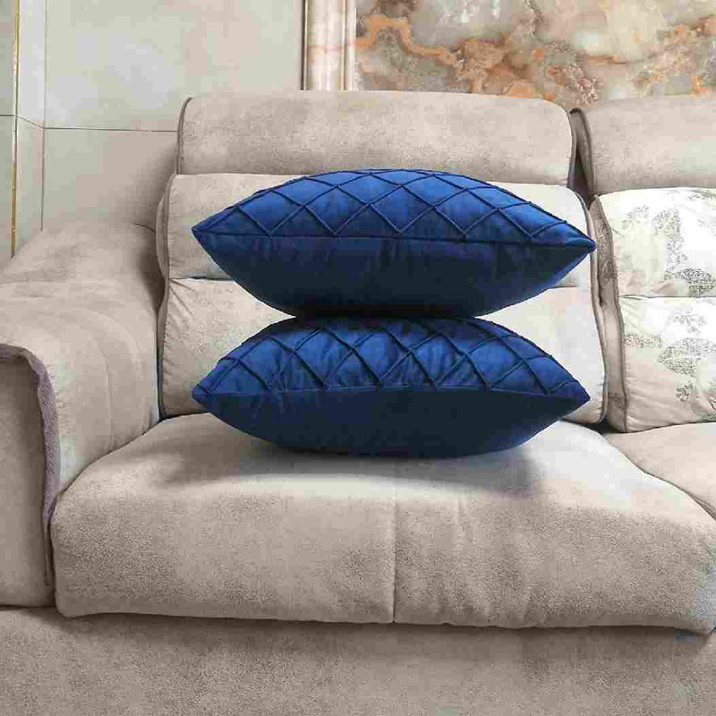 Coussins décoratifs en velours, sans insertions, 18 po x 18 po, Bleu foncé, Carré