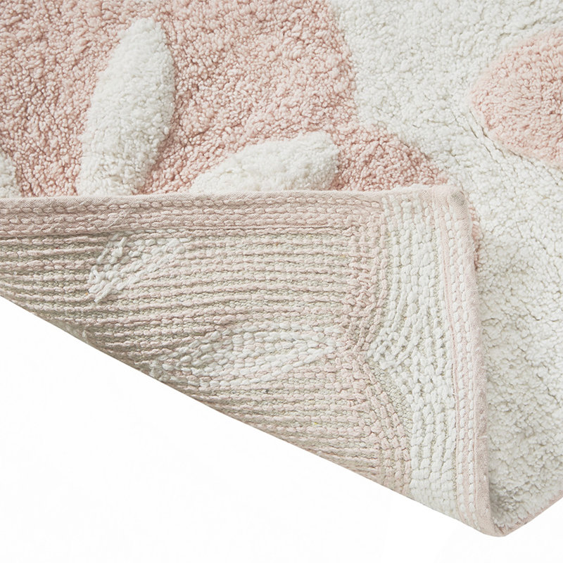 Tapis de bain en coton touffeté Medallion, Rose