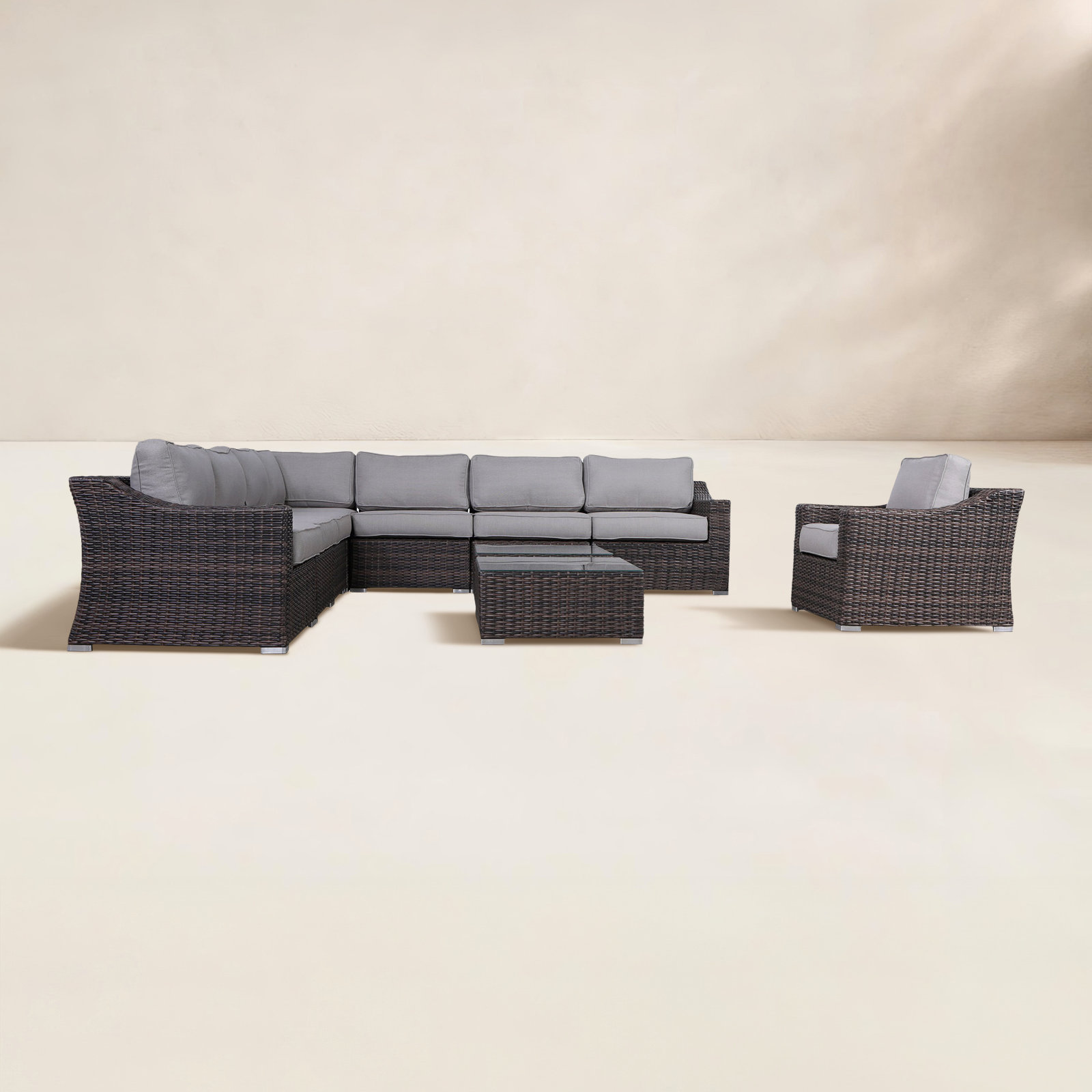 Saffi 7-Person Patio Seating Group, Brown