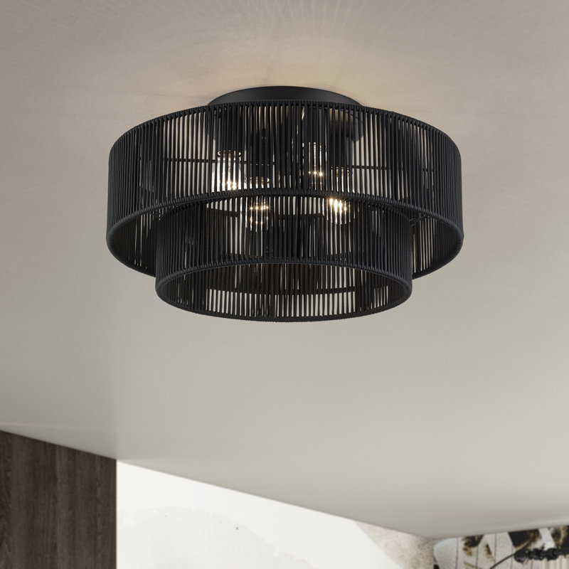 Très grand semi-encastré 4 lumières Asllan, Noir, Matte Black