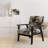 Organic Bliss Minimal Abstract Gold And Black II - Upholstered Contemporary Arm Chair, Gold Accent Chair