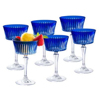 Colored Champagne Coupe Glasses, Stemmed Martini Glassware, Set of 6 - 8.7 oz.