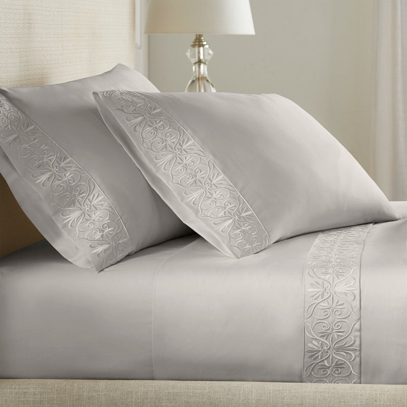 Ariane Sheet Set, Gray, King Sheet Set + 2 Pillowcases