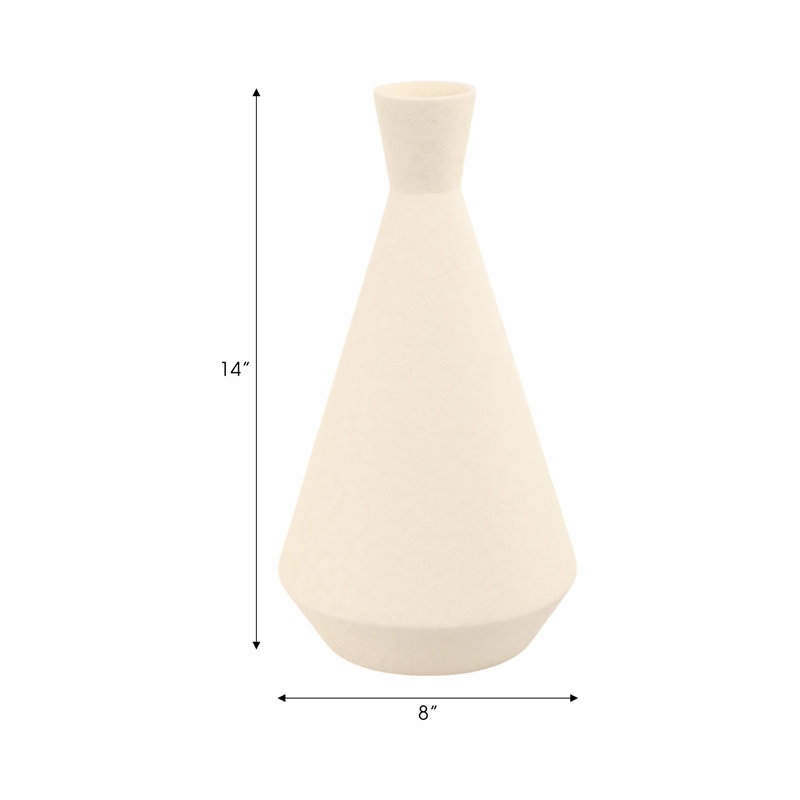 Vase de table en faïence moderne et minimaliste pour décoration intérieure, 13.5" H x 7.25" W x 7.25" D
