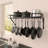 Kitchen Wall Mount Pot Holder 30 Inch Pot Rack with 12 Hooks Metal Rectangle-432735205