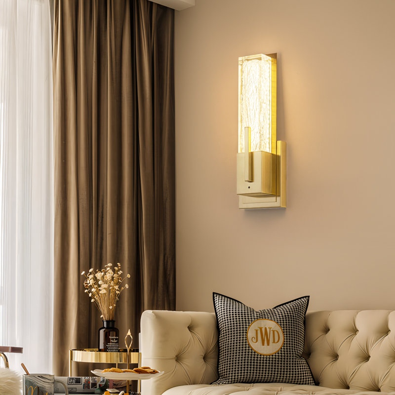 Dimmable Wall Light Flush Mount Led Wall Sconce Crystal Wall Lamp, Gold