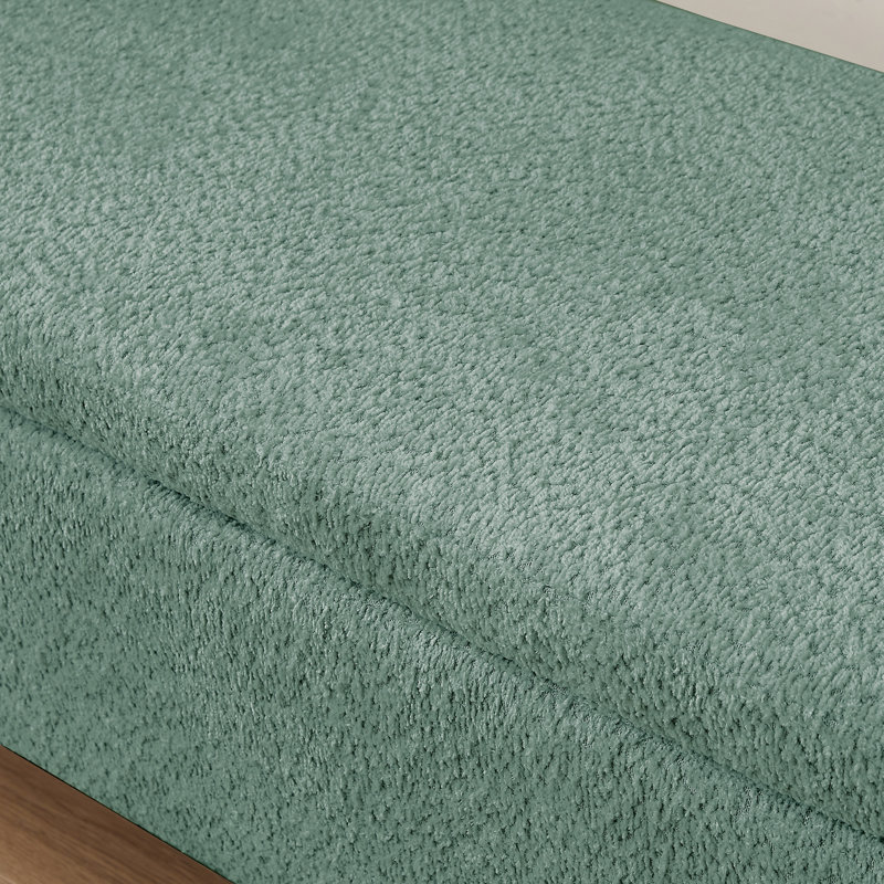 Ottoman Oval Storage Bench 3D Fabric Bench With Large Storage Space, Green