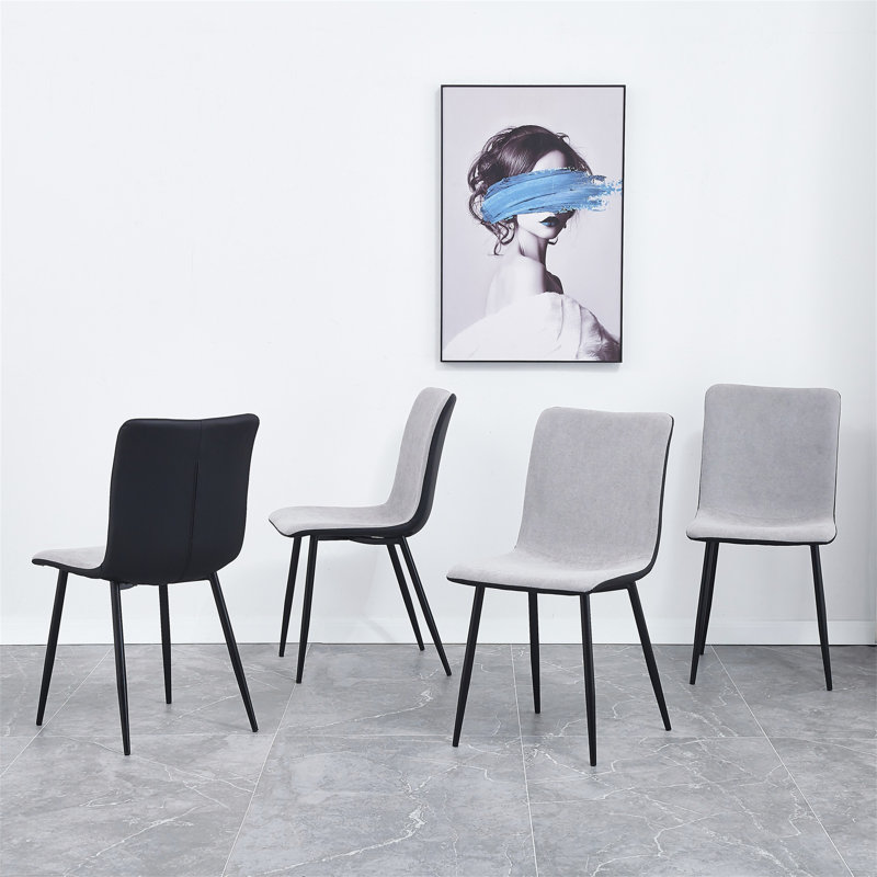 Chaise d'appoint rembourrée Ashlund, Noir, Gris clair / noir