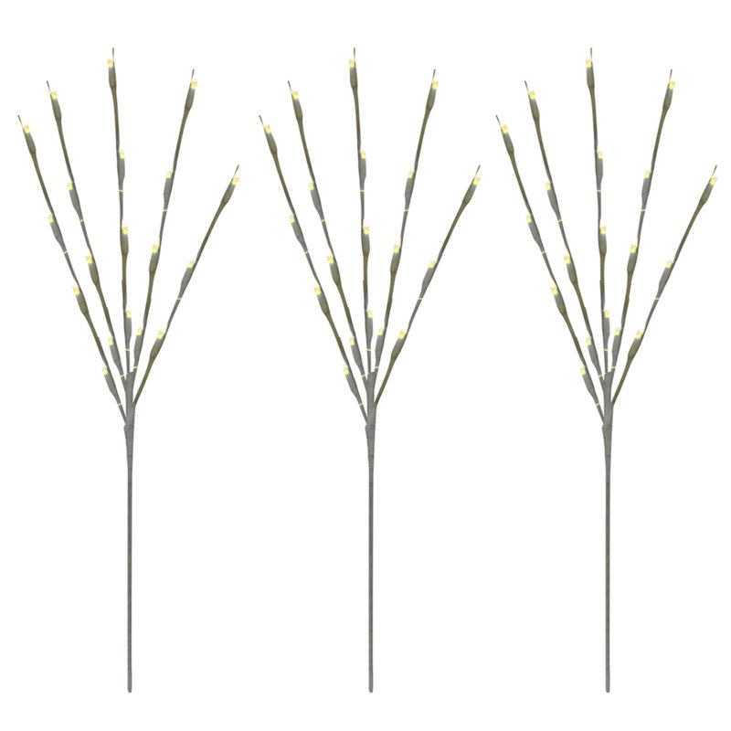 3 Ct Twinkling LED Branch Trees, Warm White