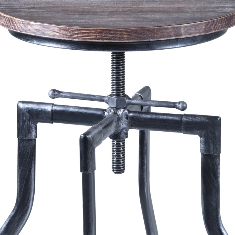 Tabouret tournant à hauteur réglable en bois massif, Gris
