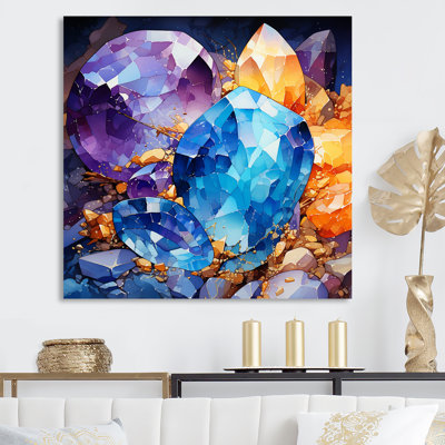 Or et cristal bleu pierre noyau II - pierre géode murale
