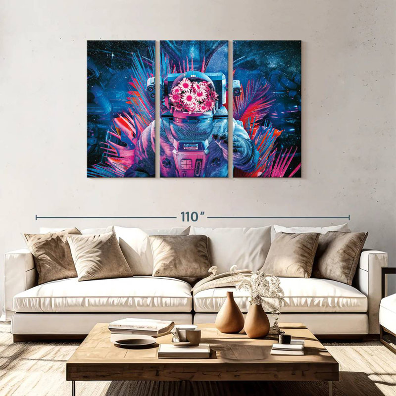 Oberle Neon Daisy Astronaut, 48" H x 74" W