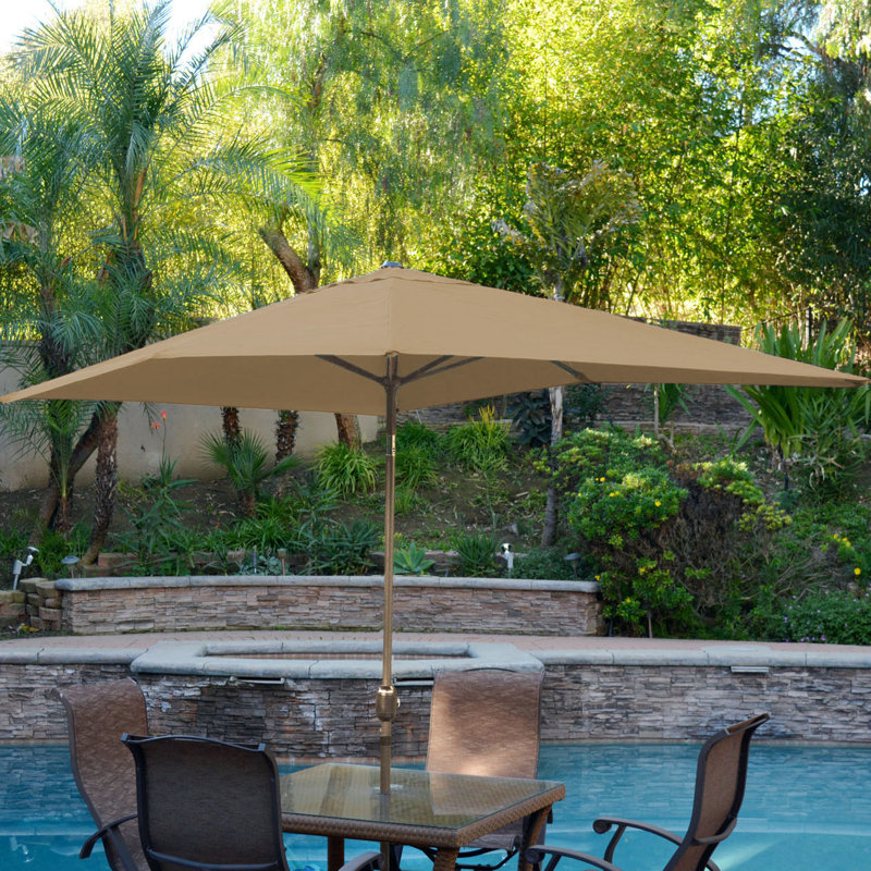 Parasol de marché rectangulaire 10 pi x 6,5 pi Norah, Bronze, Brun clair
