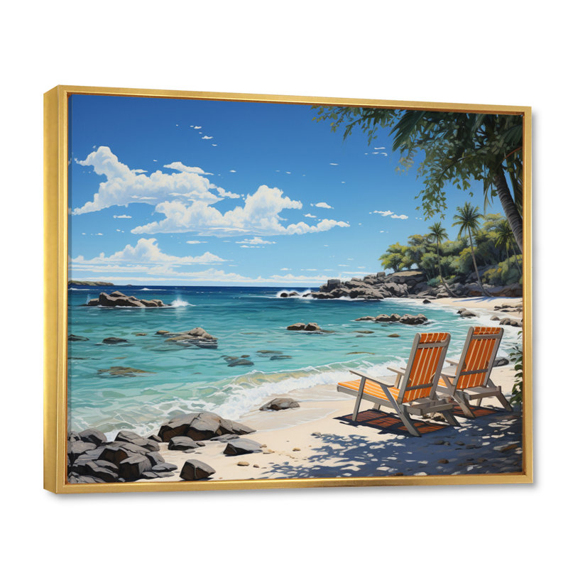 Calhan Beach Tropical Dream I, reproduction d'art sur toile, H 34 po x l 44 po x P 1,5 po, Cadre flottant doré