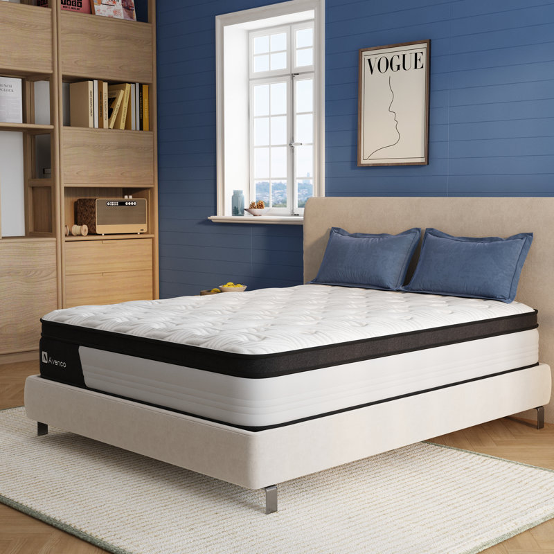 Matelas hybride en mousse à mémoire de forme moyenne 12 po Avenco, CertiPUR-US, certifié OEKO-TEX, Très grand lit, 12"