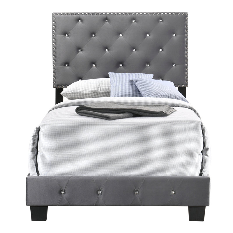 Charmant lit simple avec rangement, Gris