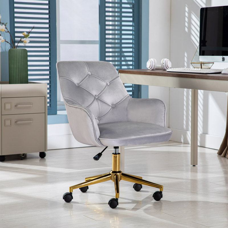 Chaise de bureau en velours Samatha, Velours gris