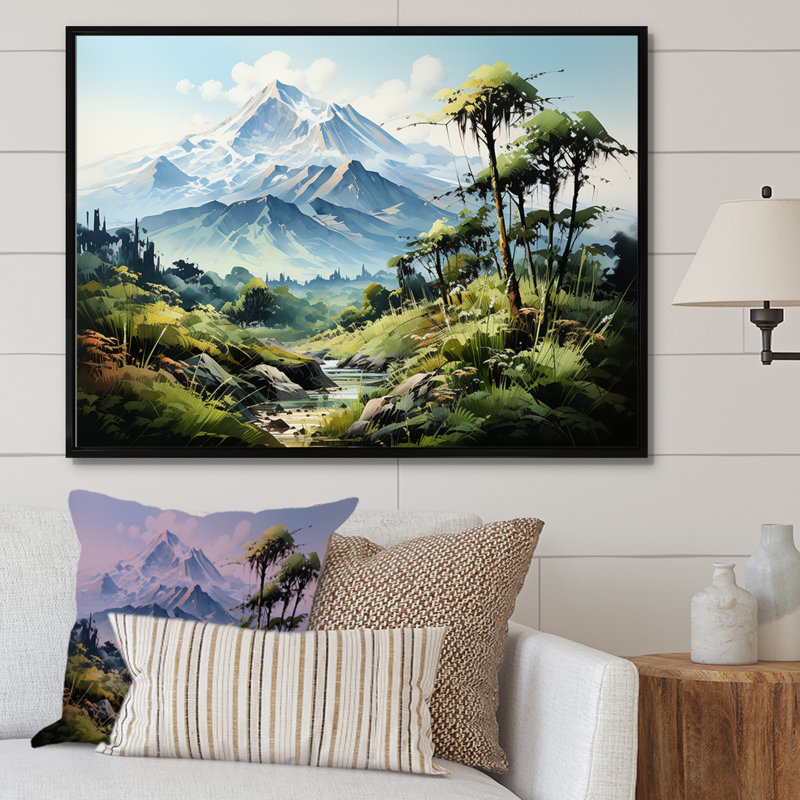 Jungle Volcano Paradise I - Imprimé, White Picture Framed, 12" H x 20" W