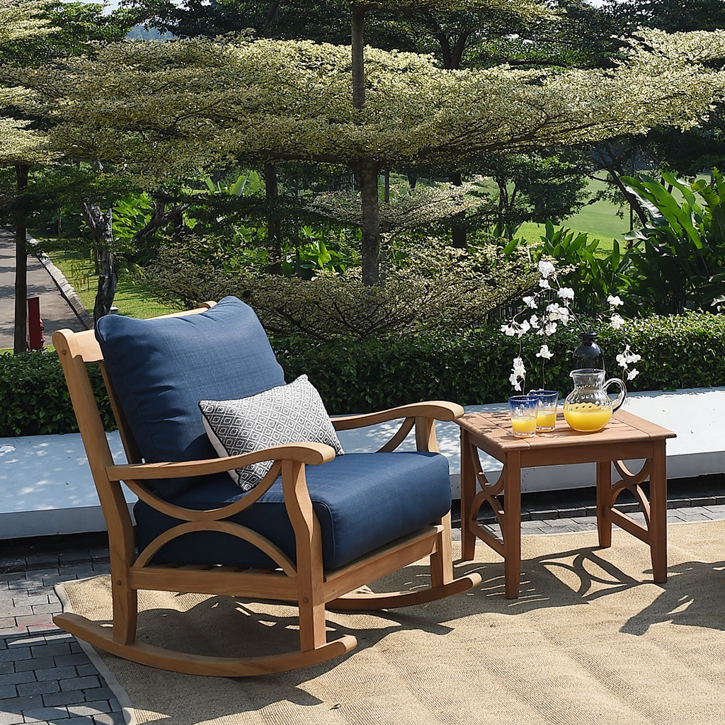 Brunswick Teak Patio Rocking Chair, Navy Performance