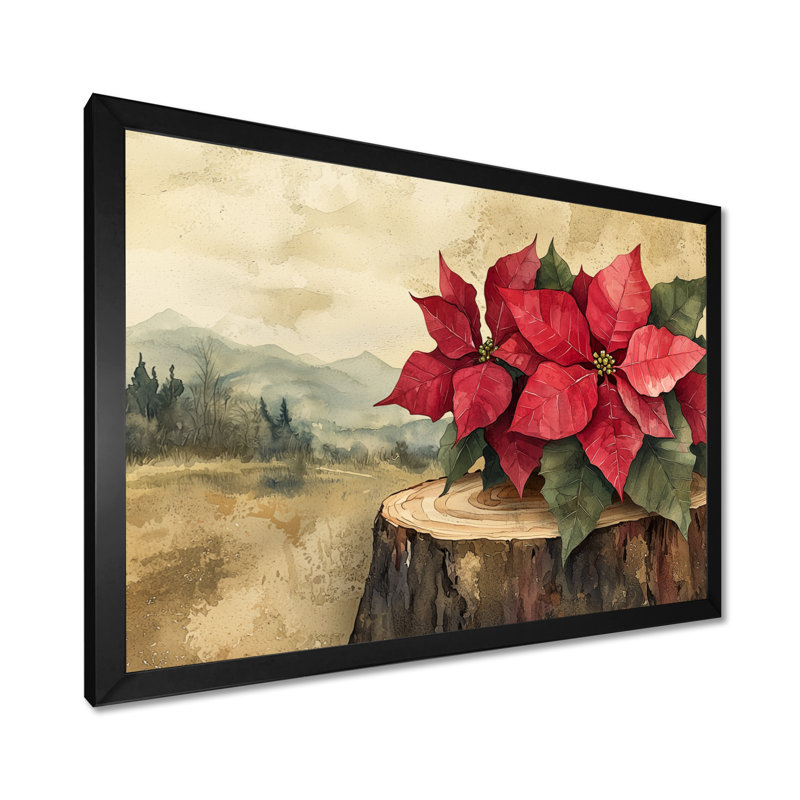 Gerius - art mural floral, H 12 po x l 20 po, Cadre simple noir