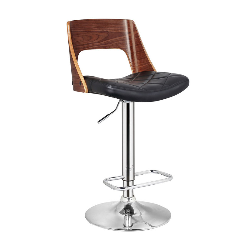 Tabouret de bar pivotant à dossier en bois cintré Bentwood