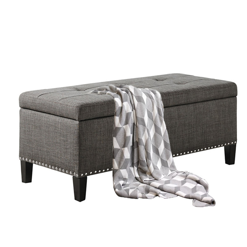 Elmdale Polyester Upholstered Storage Bench, Charcoal