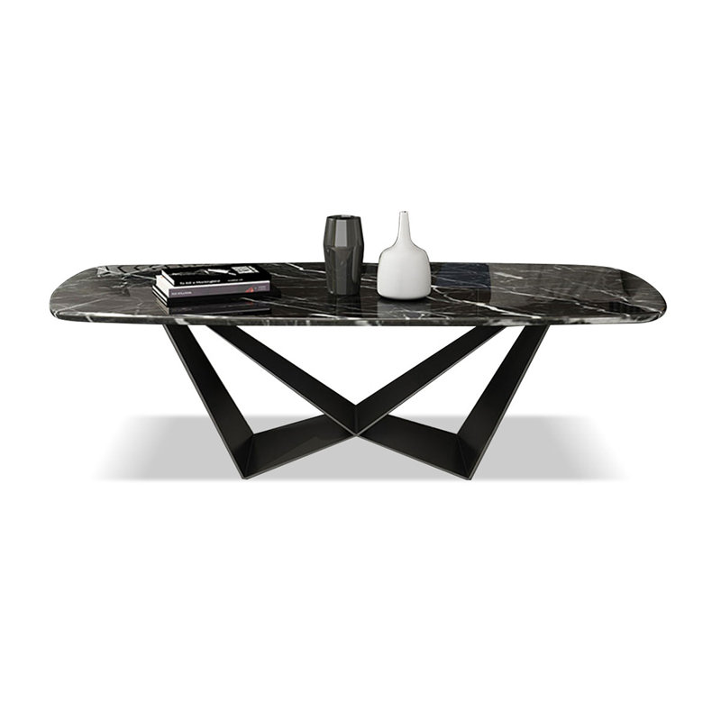 Table basse rectangulaire en marbre noir, H 17,72 po x l 55,12 po x P 27,56 po, Noir