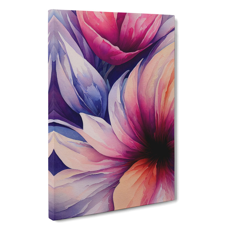 XV1022-4260X Stunning Watercolour Flowers No.2 - Print, 50cm H x 35cm W, No Matte, Wrapped Canvas
