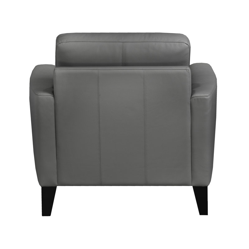 Fauteuil brunet en cuir grainé de 36 po de large Brunet, Cuir véritable gris foncé
